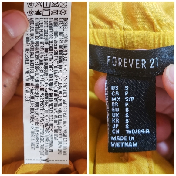 Forever 21 yellow mustard cold shoulder dress S - Picture 7 of 8